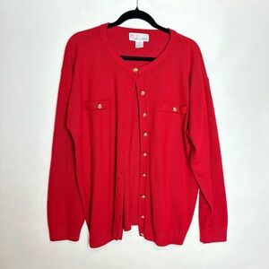 Vintage Red Cardigan with Gold Buttons